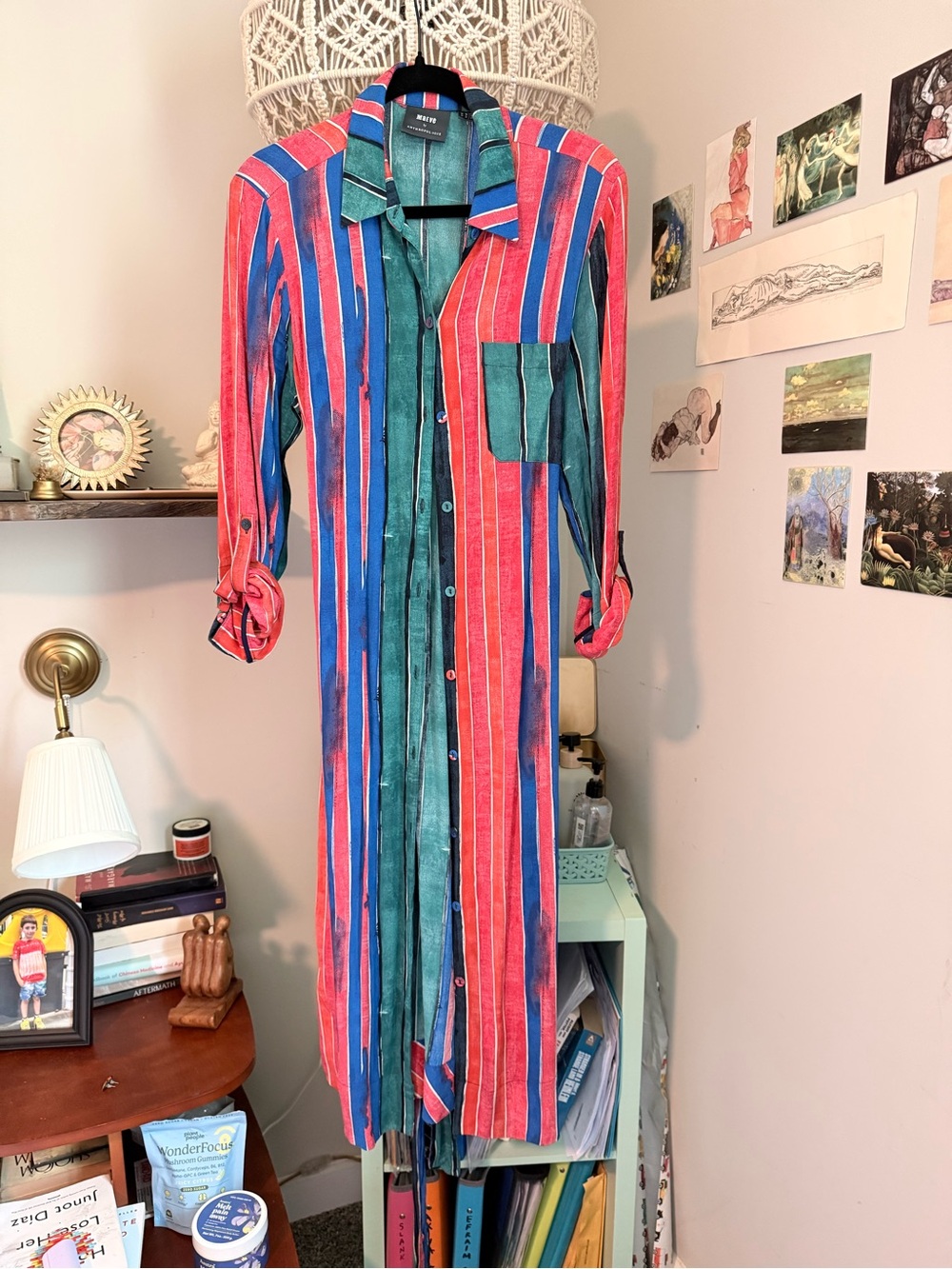 Anthropologie Maeve Multicolor Striped Button-Up Shirtdress